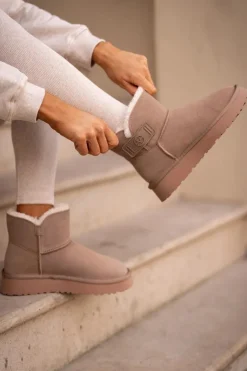 Skórzane Zamszowe Śniegowce Z Futerkiem Vinceza 97951 Beżowe