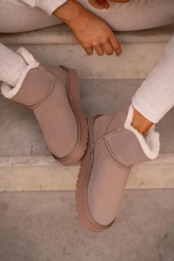 Skórzane Zamszowe Śniegowce Z Futerkiem Vinceza 97951 Beżowe