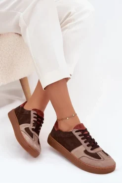 Skórzane Zamszowe Sneakersy Barefoot Damskie Zazoo N1277 Brązowe