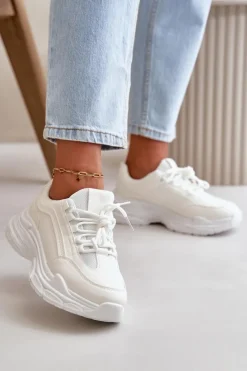 Sneakersy Buty Sportowe Damskie Na Grubej Podeszwie Białe Lerila