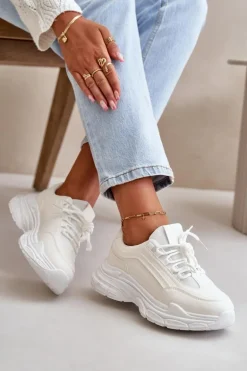 Sneakersy Buty Sportowe Damskie Na Grubej Podeszwie Białe Lerila