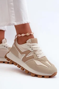 Sneakersy Buty Sportowe Damskie Beżowe Kalelia