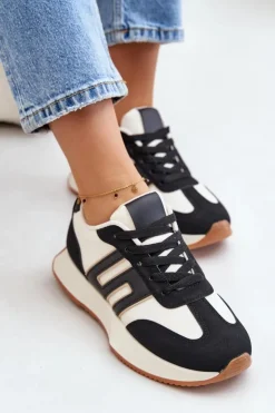 Sneakersy Buty Sportowe Na Platformie Damskie Czarne Thari