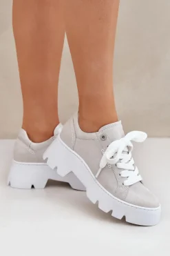 Sneakersy Buty Sportowe Na Platformie CheBello 4632 Srebrne