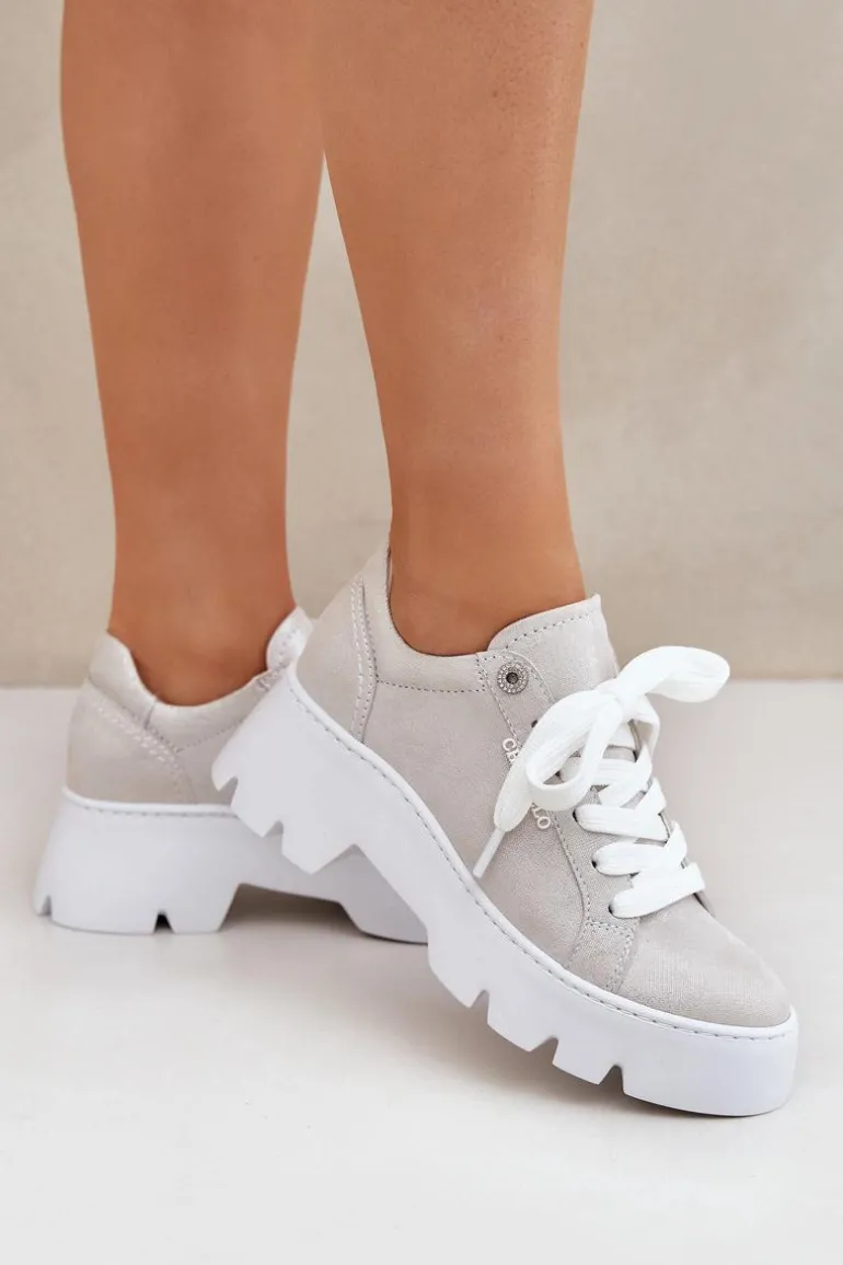 Sneakersy Buty Sportowe Na Platformie CheBello 4632 Srebrne
