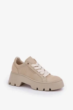 Sneakersy Buty Sportowe Na Platformie CheBello 4632 Złote