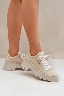 Sneakersy Buty Sportowe Na Platformie CheBello 4632 Złote