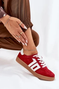 Sneakersy Buty Sportowe Zamszowe Vinceza 79517 Czerwone