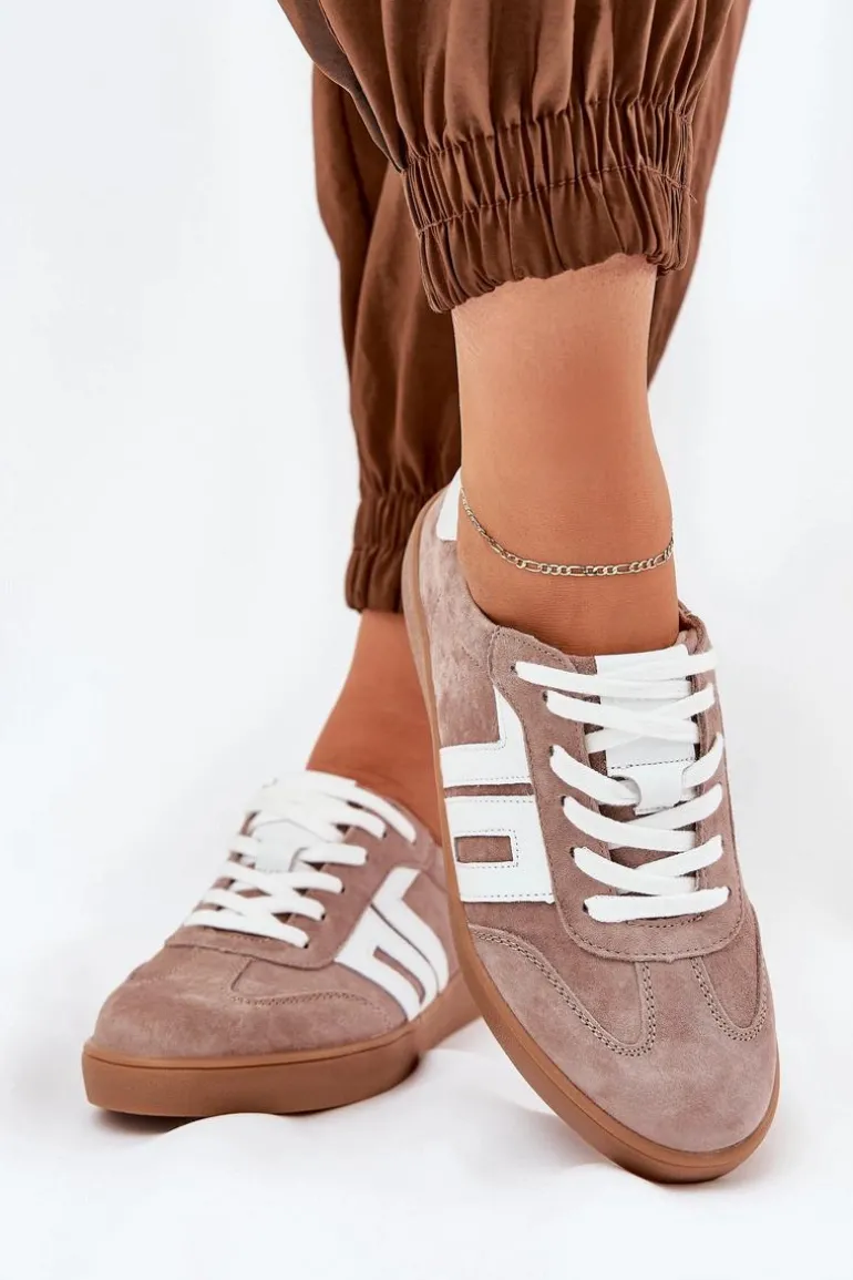 Sneakersy Buty Sportowe Zamszowe Vinceza 79517 Beżowe