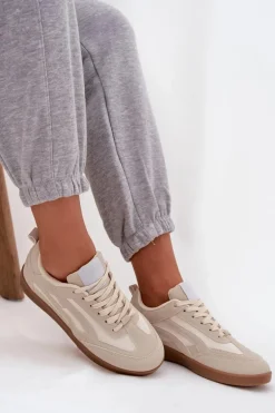 Sneakersy Damskie Beżowe Hanelor