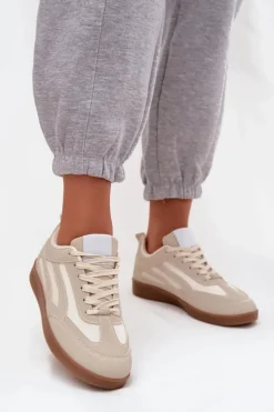 Sneakersy Damskie Beżowe Hanelor