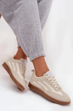 Sneakersy Damskie Beżowe Hanelor
