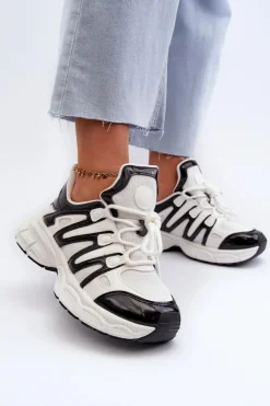 Sneakersy Damskie Biało-Czarne Ahmani
