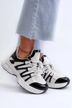 Sneakersy Damskie Biało-Czarne Ahmani