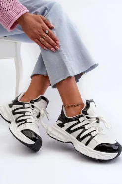 Sneakersy Damskie Biało-Czarne Ahmani