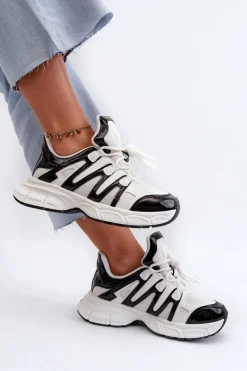 Sneakersy Damskie Biało-Czarne Ahmani