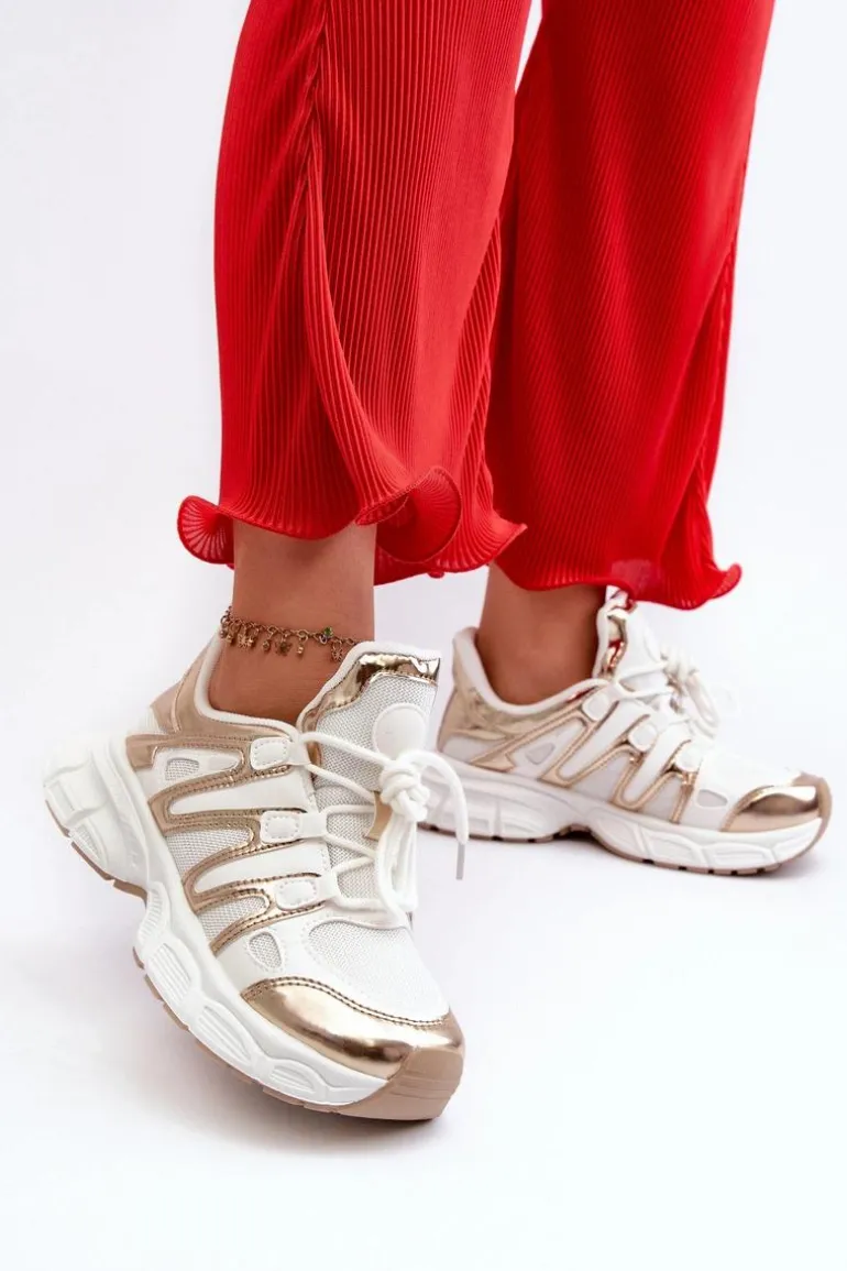 Sneakersy Damskie Biało-Złote Ahmani