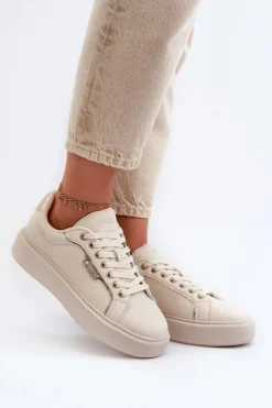 Sneakersy Damskie Big Star NN274334 Memory Foam System Beżowe