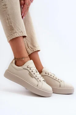 Sneakersy Damskie Big Star NN274334 Memory Foam System Beżowe