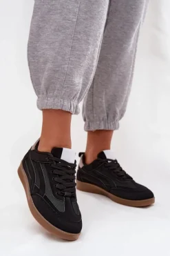 Sneakersy Damskie Czarne Hanelor