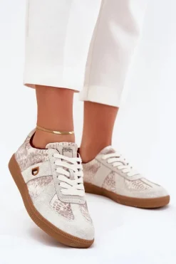 Sneakersy Damskie Daniel Lopez Just Dare SS2D4032 Zwierzęcy Wzór Beżowe