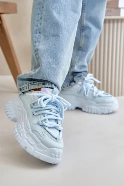 Sneakersy Damskie Na Masywnej Podeszwie Niebieskie Nevela