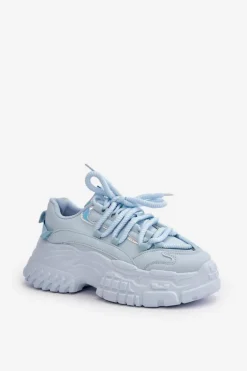 Sneakersy Damskie Na Masywnej Podeszwie Niebieskie Nevela