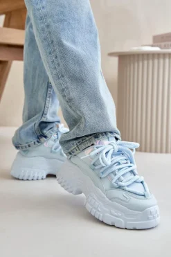 Sneakersy Damskie Na Masywnej Podeszwie Niebieskie Nevela