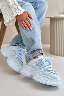 Sneakersy Damskie Na Masywnej Podeszwie Niebieskie Nevela