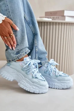 Sneakersy Damskie Na Masywnej Podeszwie Niebieskie Nevela