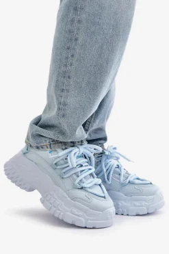 Sneakersy Damskie Na Masywnej Podeszwie Niebieskie Nevela