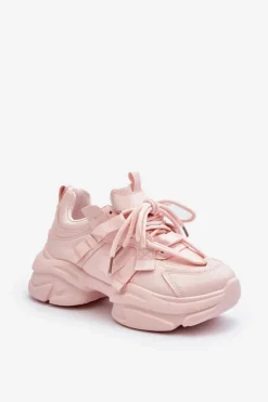 Sneakersy Damskie Na Masywnej Podeszwie Różowe Windamella