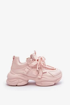 Sneakersy Damskie Na Masywnej Podeszwie Różowe Windamella