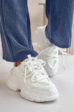 Sneakersy Damskie Na Masywnej Podeszwie Białe Nevela
