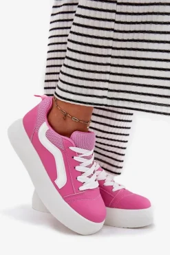 Sneakersy Damskie Na Platformie Fuksja Tellnira