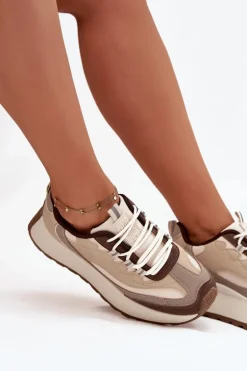 Sneakersy Damskie Na Platformie Big Star SS274002 HI-POLY SYSTEM Beżowe