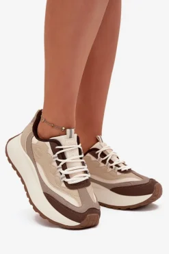 Sneakersy Damskie Na Platformie Big Star SS274002 HI-POLY SYSTEM Beżowe