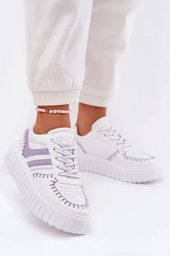 Sneakersy Damskie Na Platformie Fioletowe Ofenale