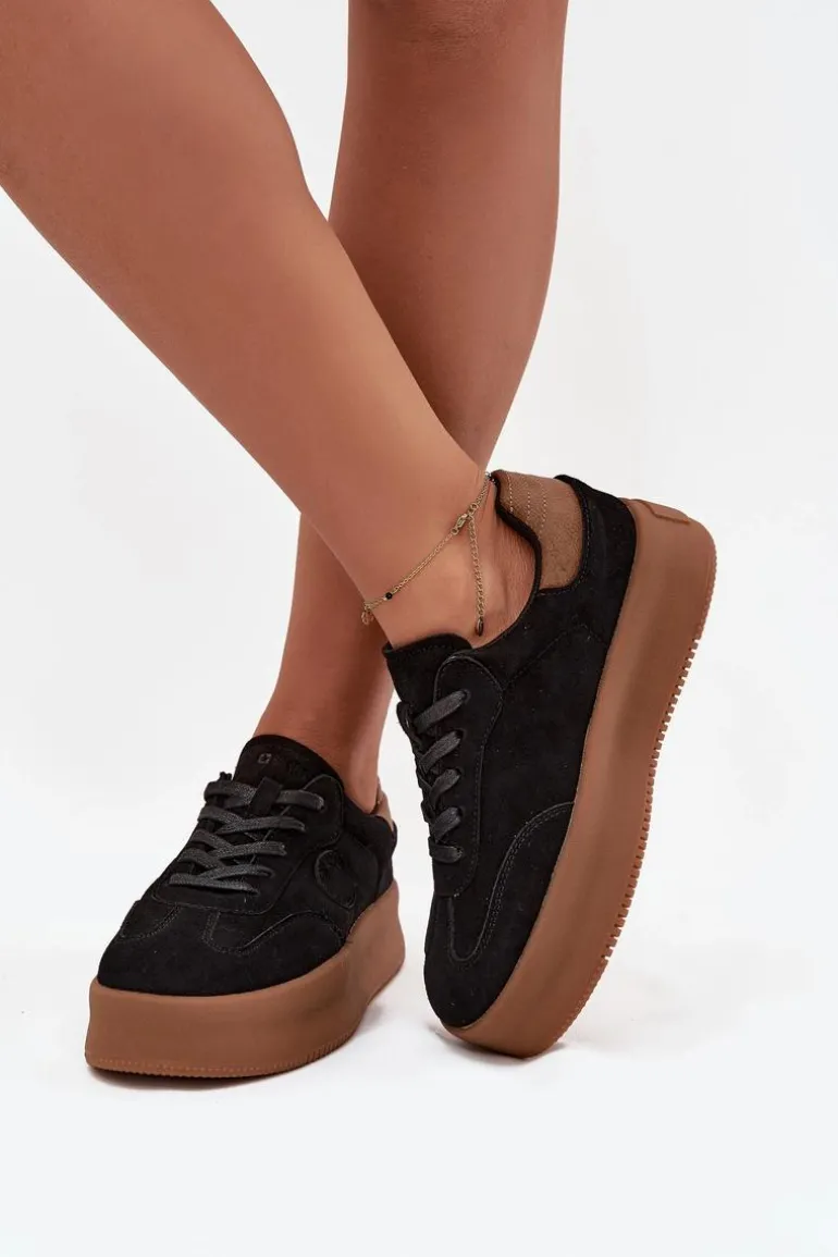 Sneakersy Damskie Na Platformie Big Star SS274761 Czarne