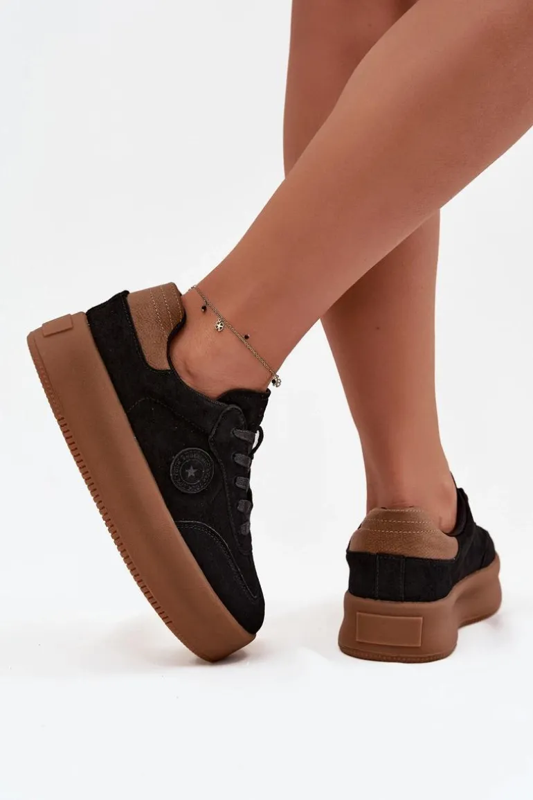 Sneakersy Damskie Na Platformie Big Star SS274761 Czarne
