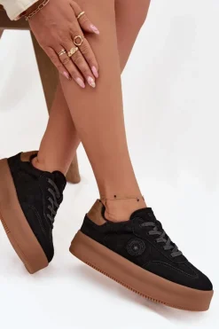 Sneakersy Damskie Na Platformie Big Star SS274761 Czarne