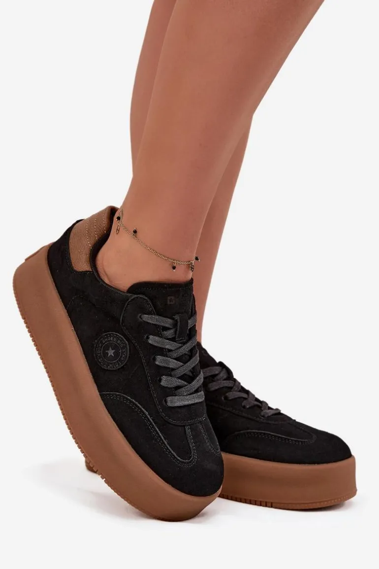 Sneakersy Damskie Na Platformie Big Star SS274761 Czarne