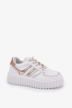 Sneakersy Damskie Na Platformie Złote Ofenale