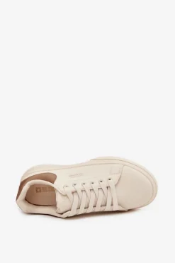 Sneakersy Damskie Na Platformie Big Star SS274246 Jasnobeżowe