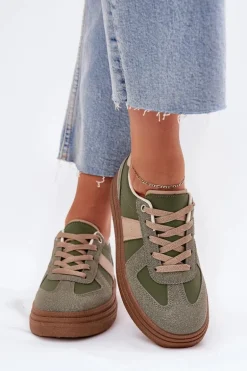 Sneakersy Damskie Na Platformie Zielone Dovina