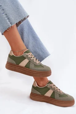 Sneakersy Damskie Na Platformie Zielone Dovina