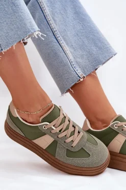 Sneakersy Damskie Na Platformie Zielone Dovina