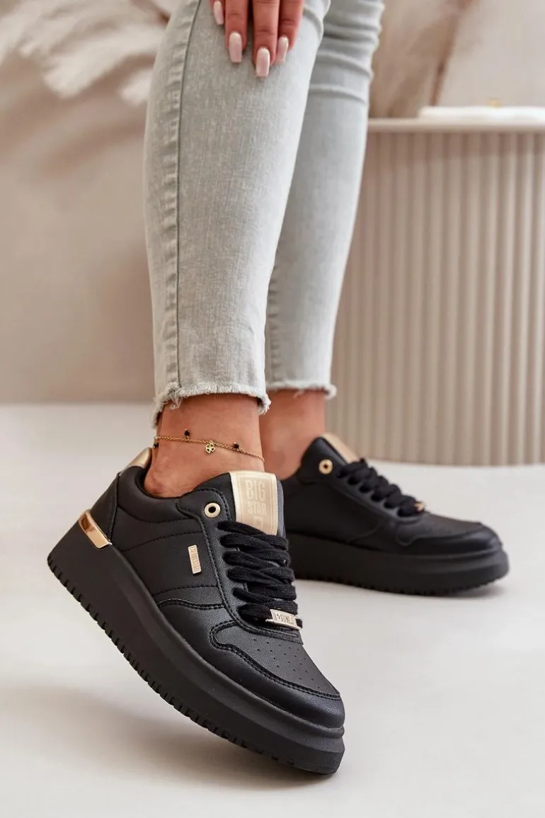 Sneakersy Damskie Na Platformie Big Star OO274758 HI-POLY SYSTEM Czarne