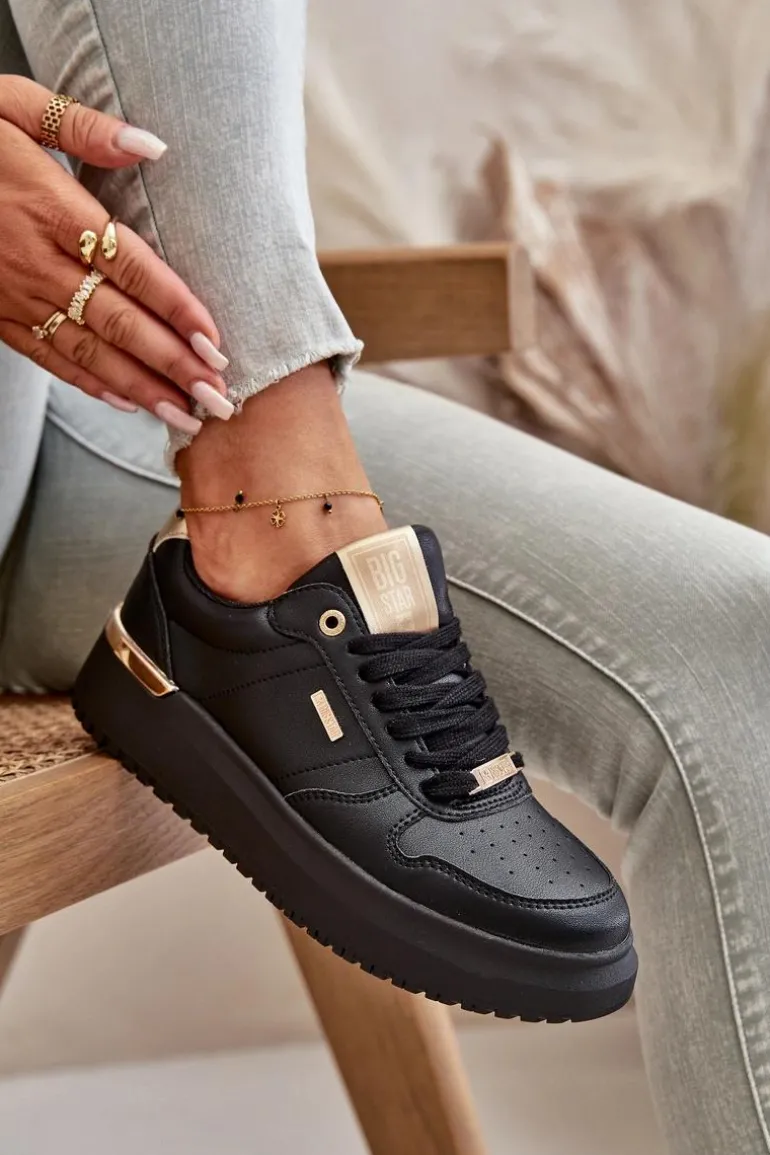 Sneakersy Damskie Na Platformie Big Star OO274758 HI-POLY SYSTEM Czarne