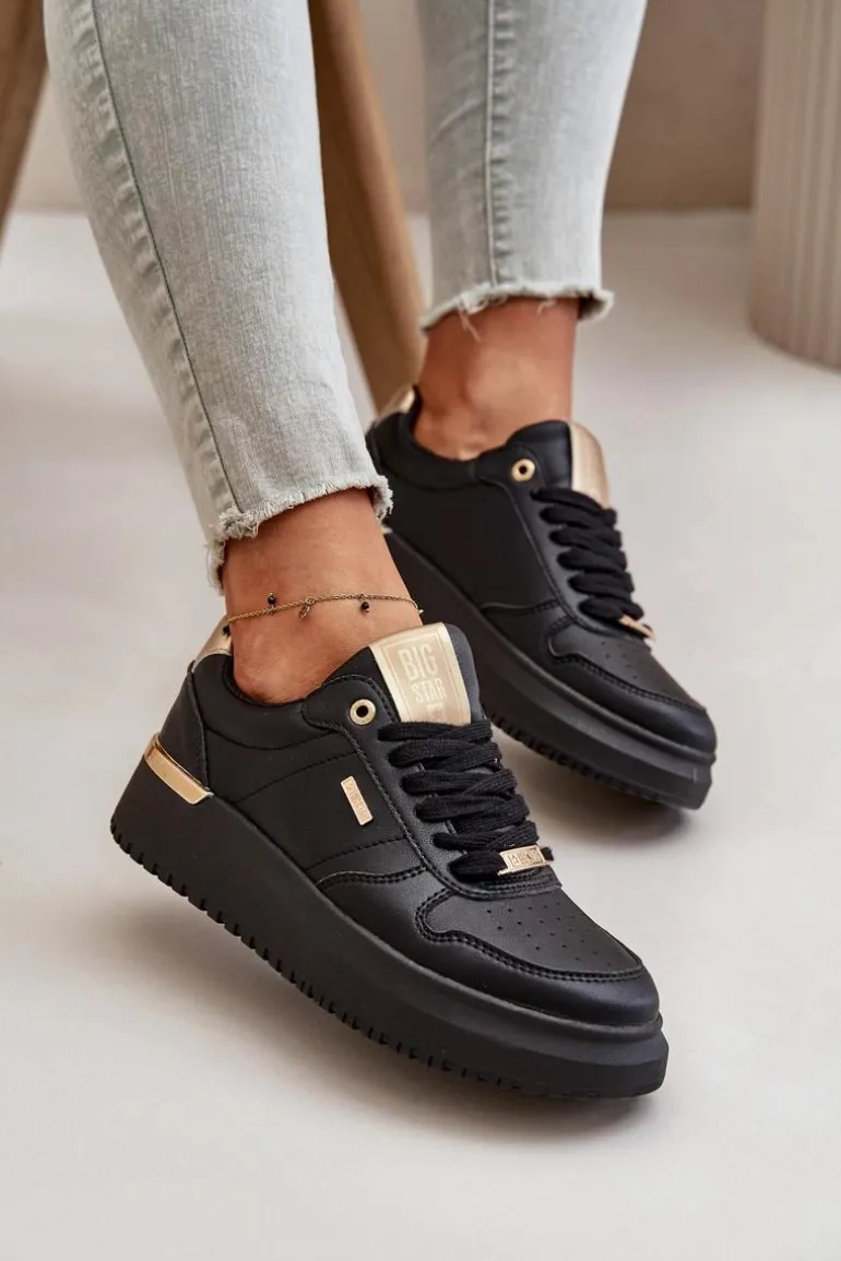 Sneakersy Damskie Na Platformie Big Star OO274758 HI-POLY SYSTEM Czarne